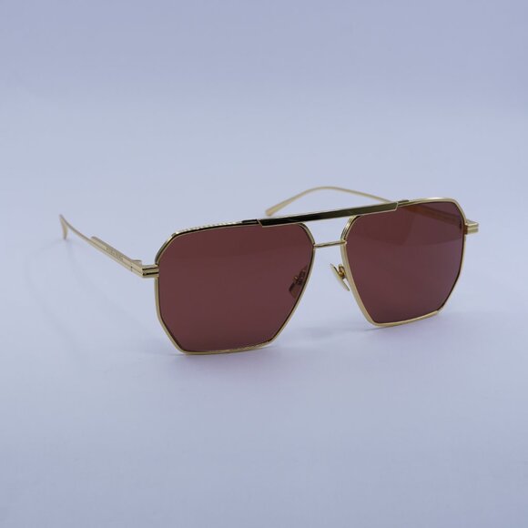 Bottega Veneta BV1012S 005 Sunglasses Gold Aviator Frame, Brown Lenses main image 5